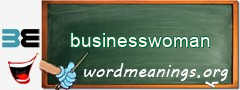 WordMeaning blackboard for businesswoman